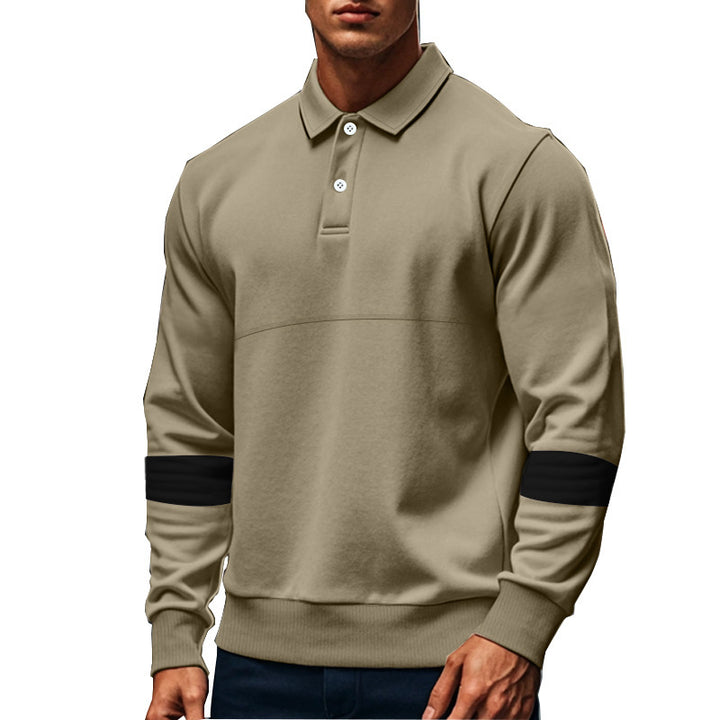 Elegant man long sleeve polo with contrasting sleeve details Lune London