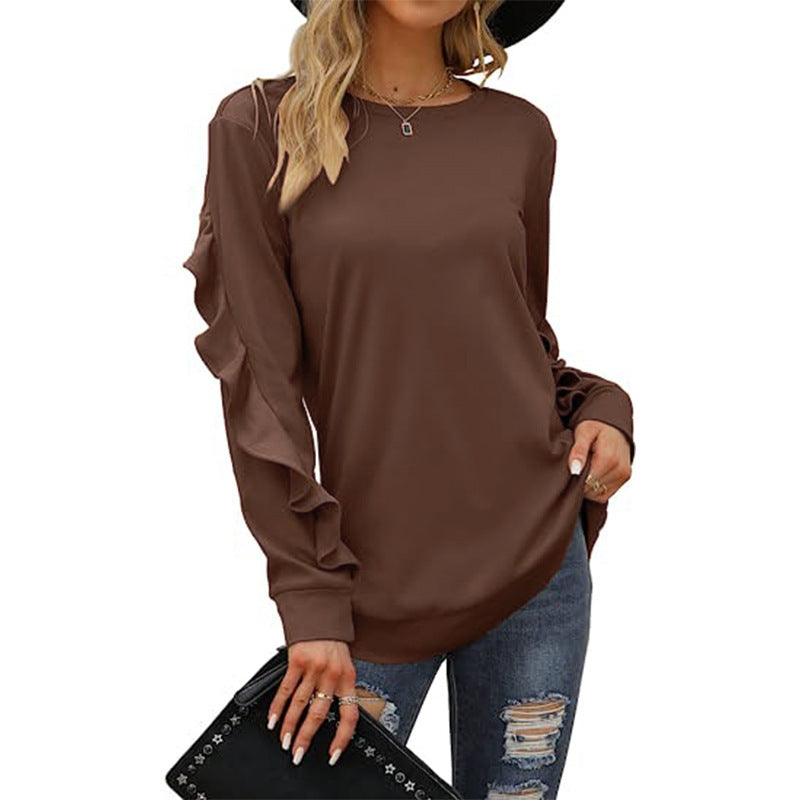 Women Casual Sweatshirt with Ruffled Sleeves Lune London