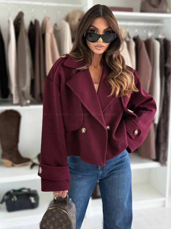 Veste en laine surdimensionnée pour femmes avec larges revers Chic & Stil