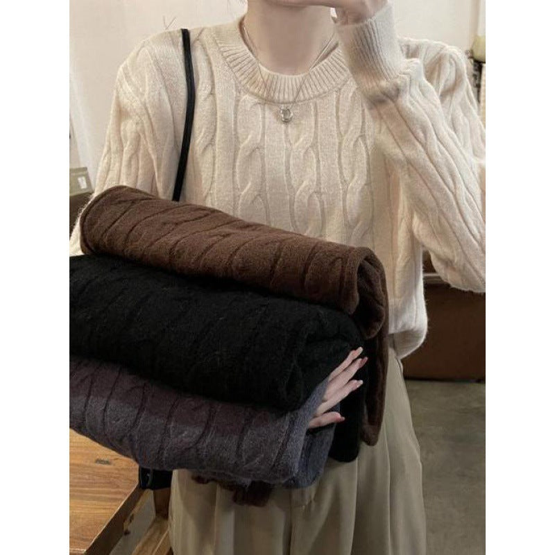 Pull en tricot épais pour femme avec motif en câble texturé et coupe décontractée Chic & Stil