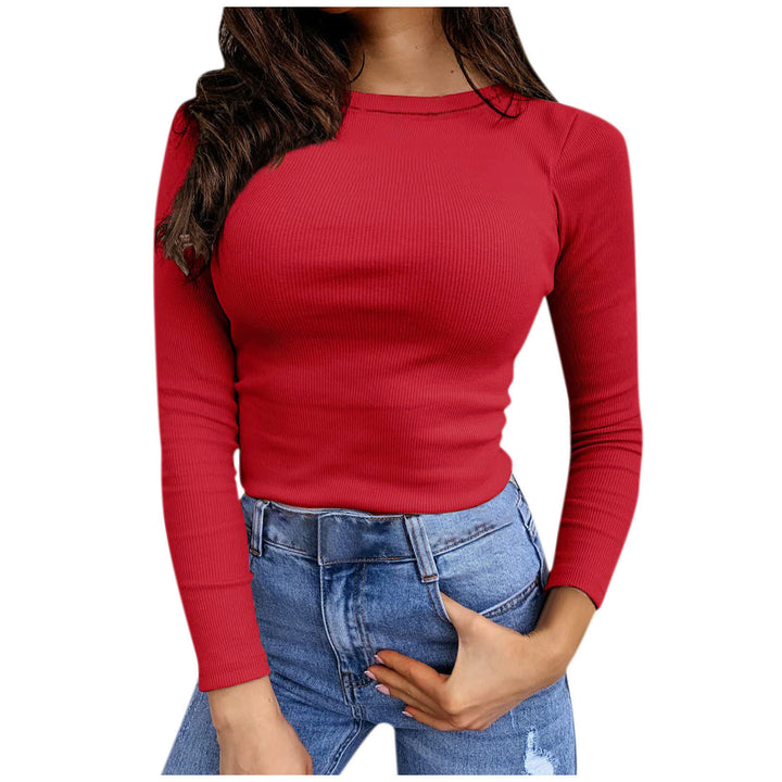 Haut à manches longues en ribbed pour femmes avec un élégant col rond Chic & Stil