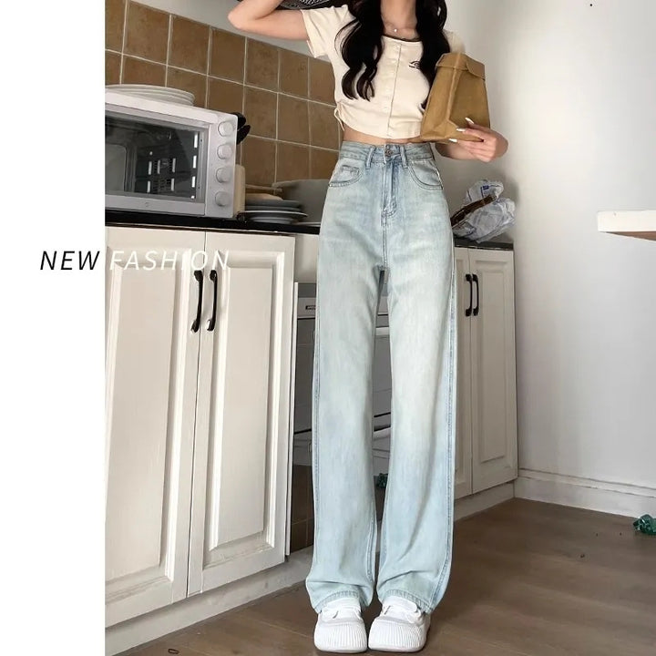 Jean femme large taille haute avec ajustement confortable Chic & Stil