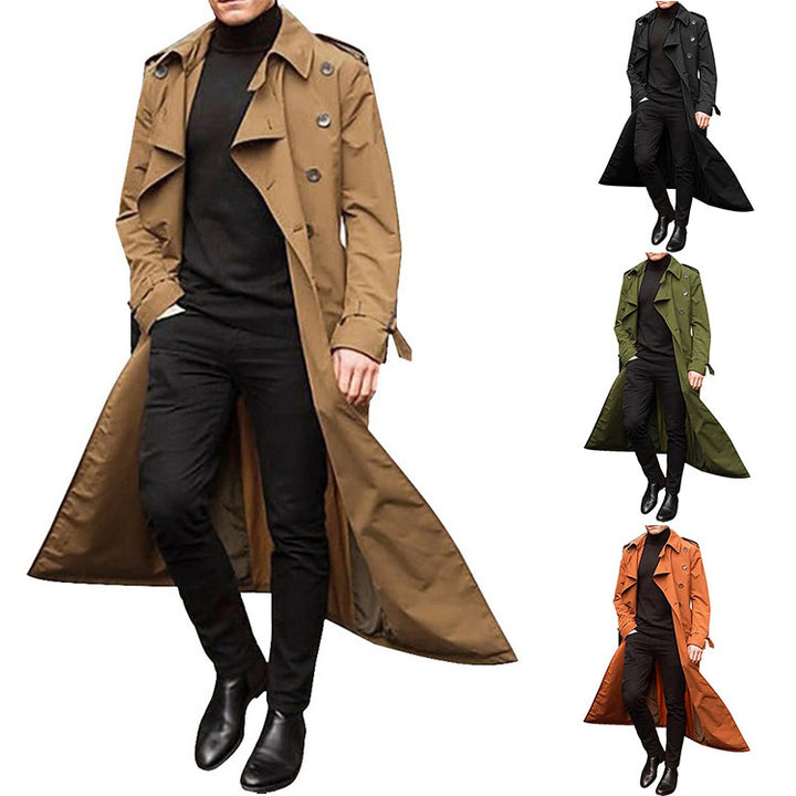 Long trench coat for men with a modern cut and practical pockets Lune London
