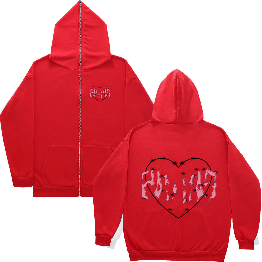 Hooded jacket for women with a unique heart design and full zip Lune London