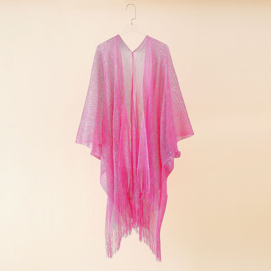 Women's Fringe Kimono Made of Transparent, Airy Structure Chic und Stil