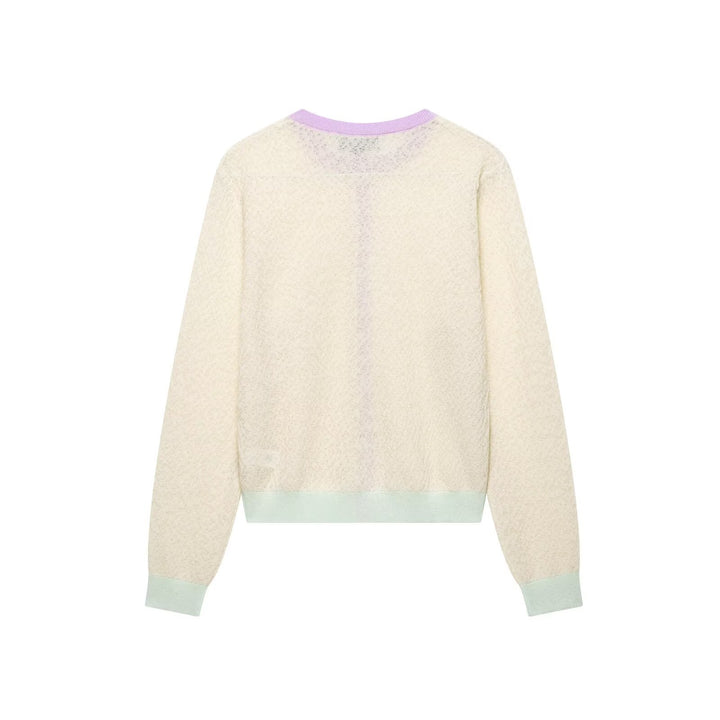 Knitted jacket for women with a delicate pattern and contrasting color details Lune London