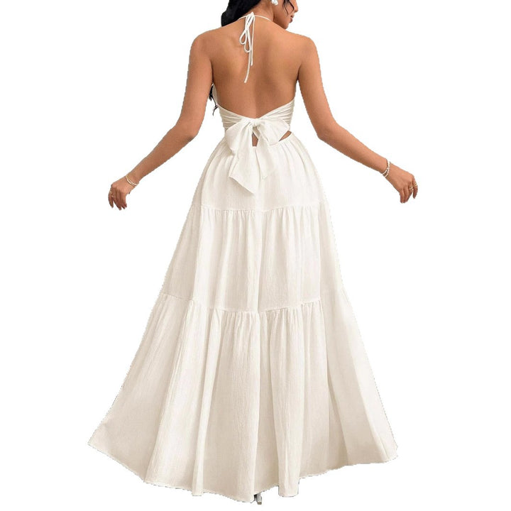 Maxi strap dress for ladies with ruffles Lune London