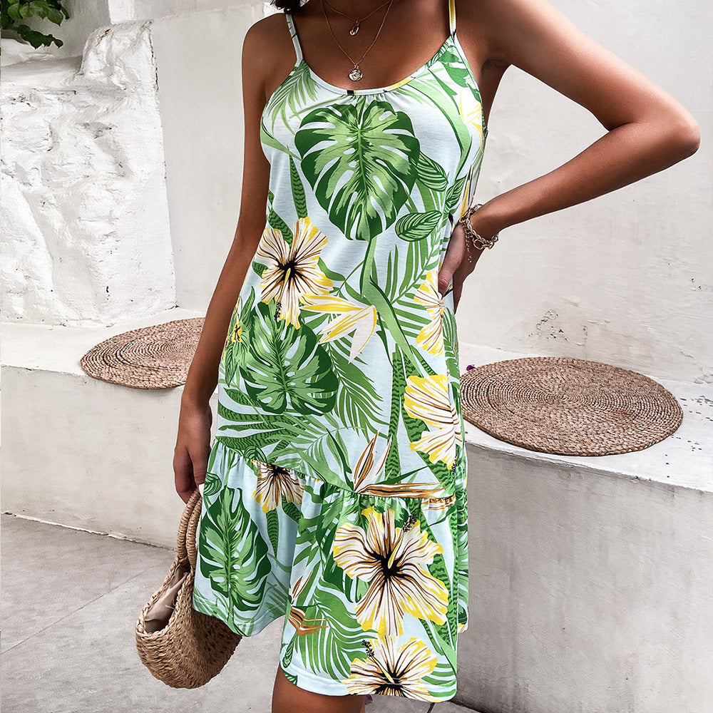 Tropical summer dress for women with chiffon and ruffle details Lune London