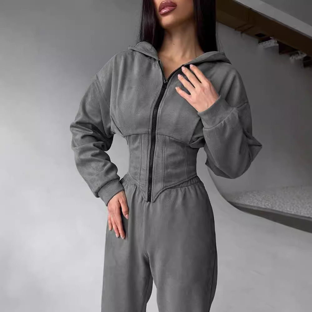 Sporty jumpsuit for women with zipper and high collar Lune London