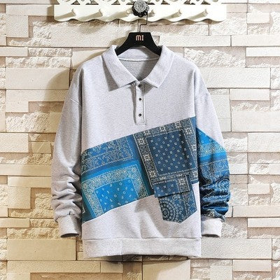 Stylish polo sweater for men with paisley design and classic collar Lune London