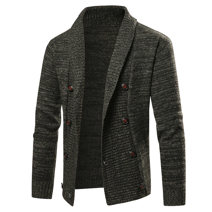 High-quality men's knitted jacket with large collar and button detail Lune London