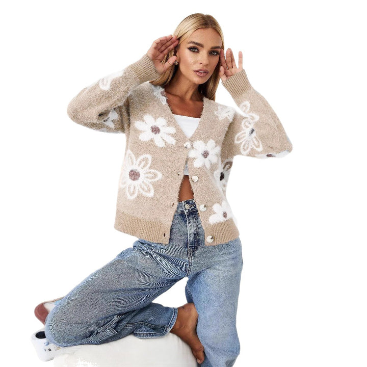 Women's knit jacket with floral pattern and comfortable fit Lune London