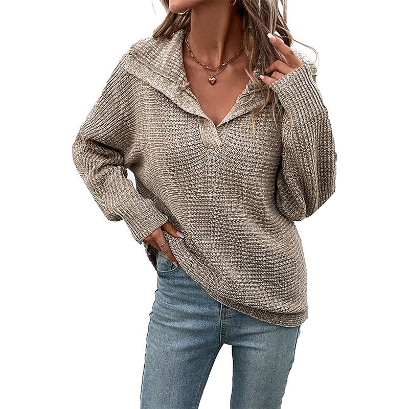 Comfortable knitted sweater for women with a wide neckline and modern sleeve finishes Lune London