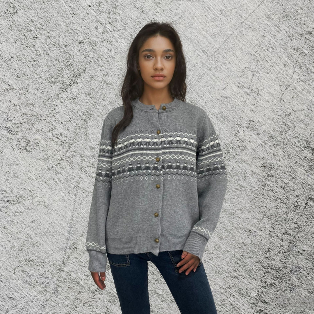Women cardigan with festive pattern and button closure Lune London