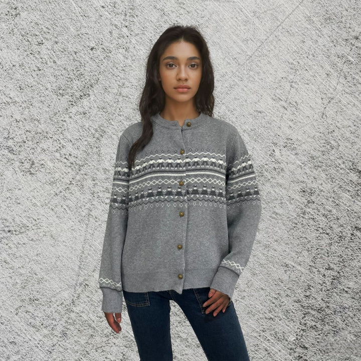 Women cardigan with festive pattern and button closure Lune London