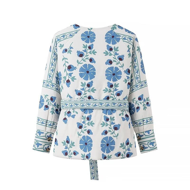 Veste blouson pour femmes avec design floral et ceinture réglable Chic & Stil
