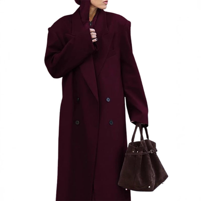 Ladies Elegant Oversized Wool Coat with Double Knot Closure Lune London