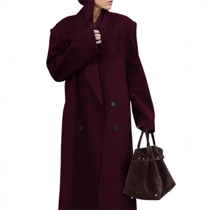Ladies Elegant Oversized Wool Coat with Double Knot Closure Lune London