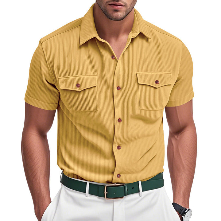 Short striped shirt for men with two practical chest pockets Lune London