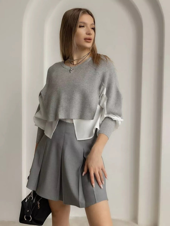 Pull court pour femmes avec effet de superposition innovant Chic & Stil