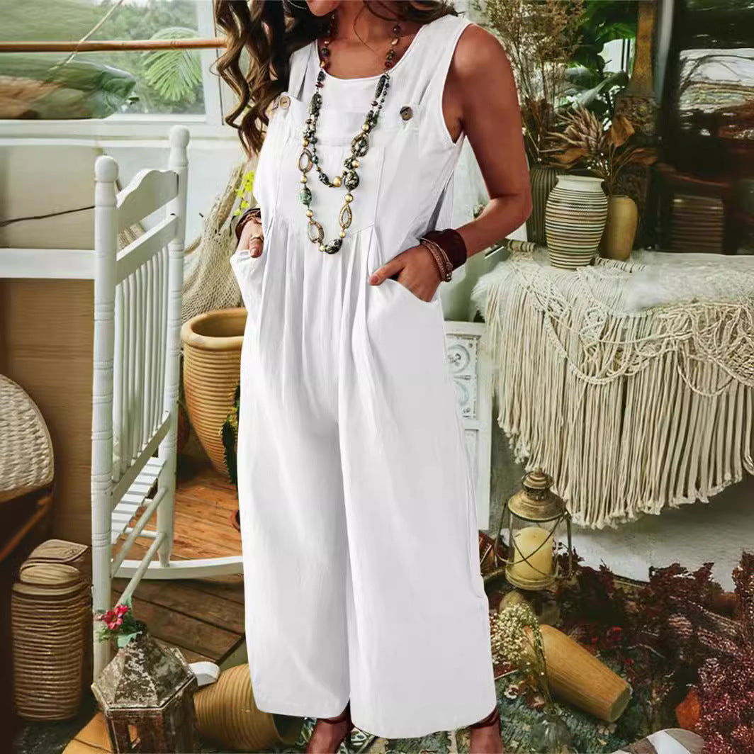 Ladies casual jumpsuit with wide legs and pockets Lune London