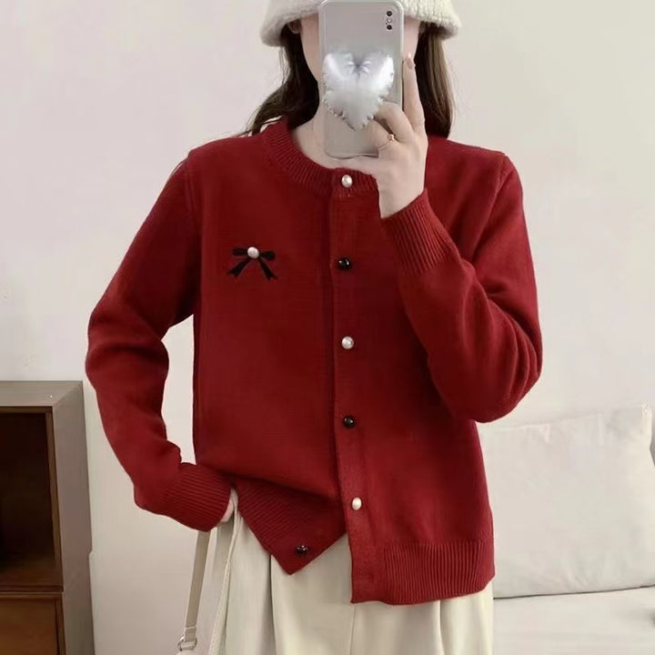 Women’s knitted jacket with decorative bow embroidery Lune London