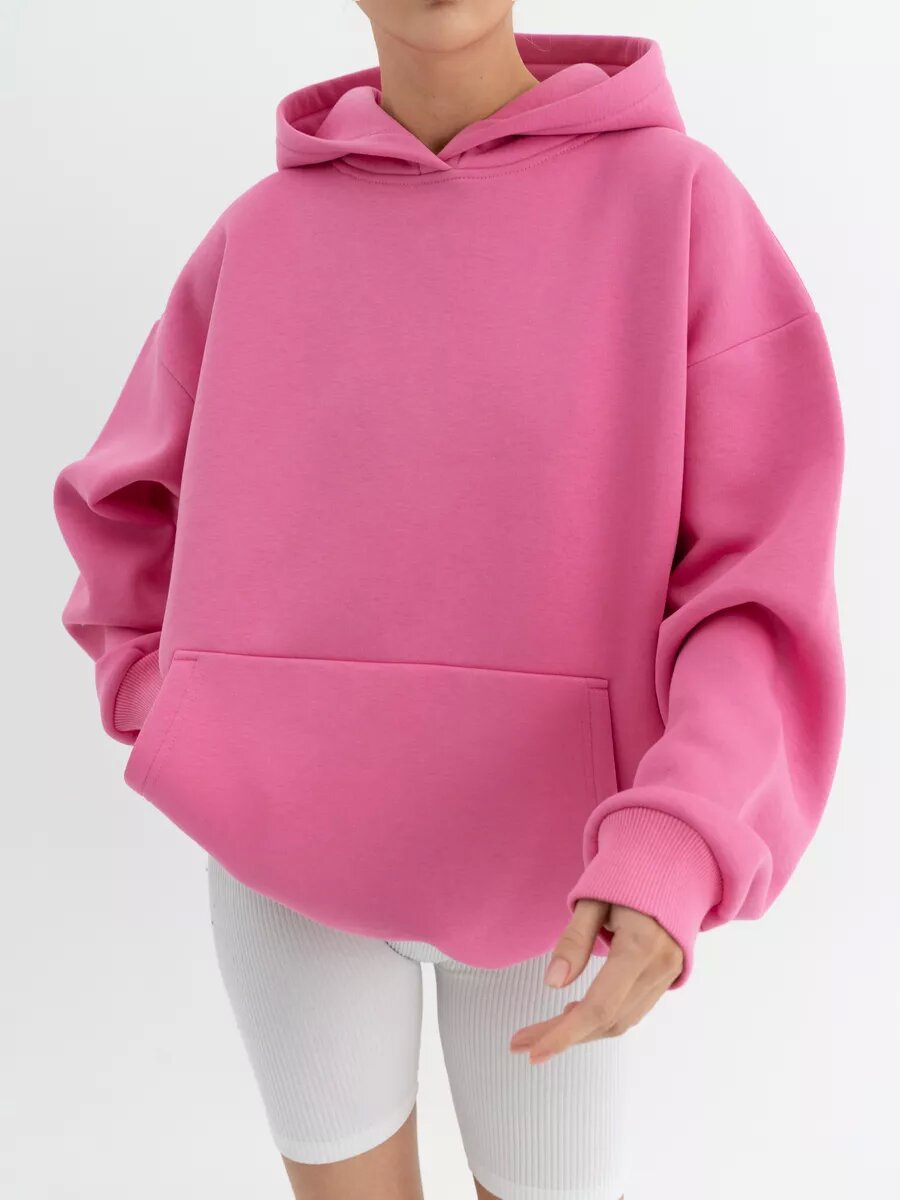 Ladies oversized hoodie with a practical kangaroo pocket design Lune London
