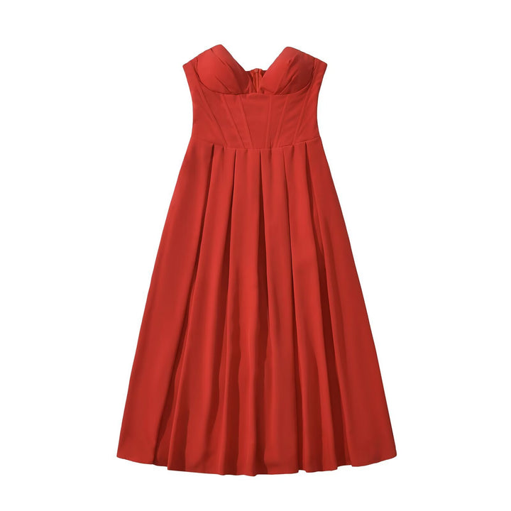 Maxi dress for women with elegant bustier neckline and fluid skirt Lune London