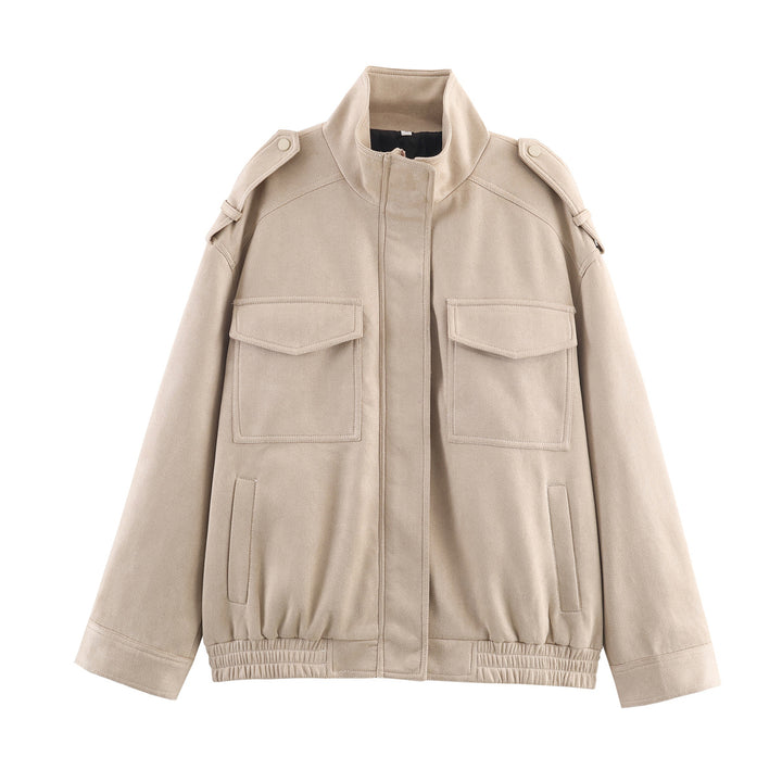 Women’s stylish utility jacket with high collar and practical pockets Lune London