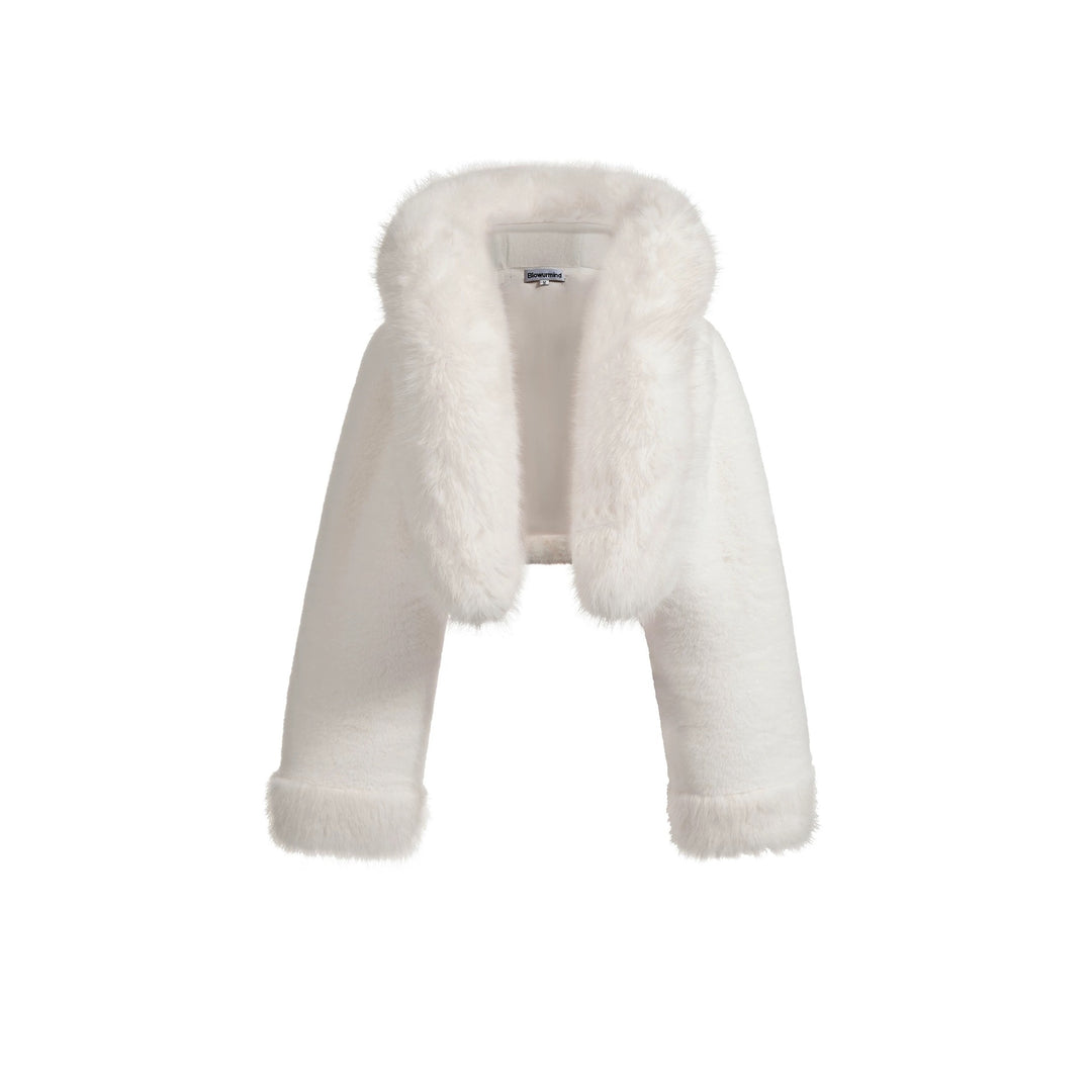 Women short fashionable jacket with luxurious faux fur collar Lune London
