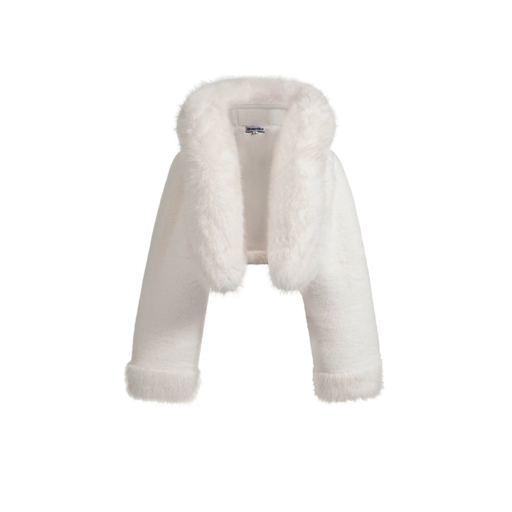 Women short fashionable jacket with luxurious faux fur collar Lune London