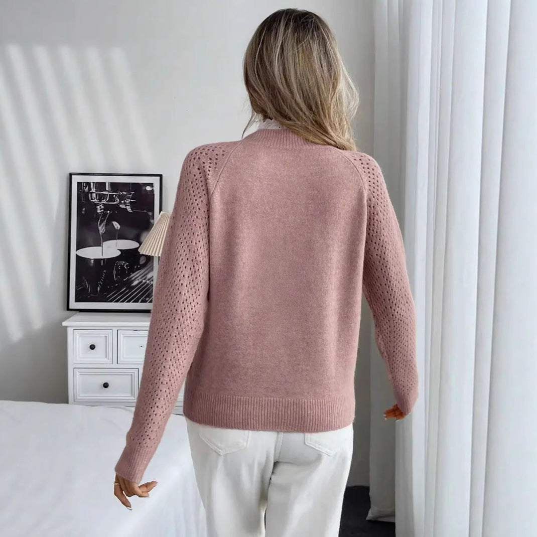 Fine knit sweater for women with crochet inserts Lune London