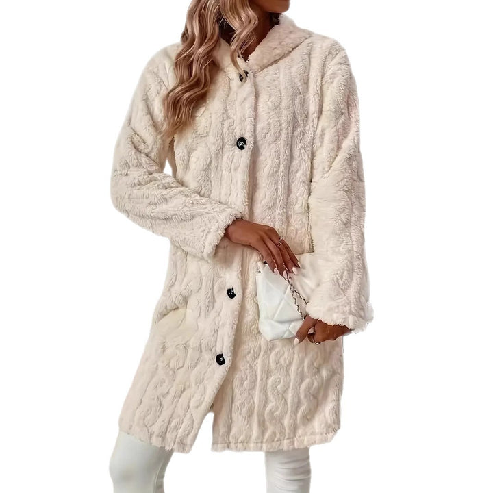 Chic and stylish women's plush hooded coat