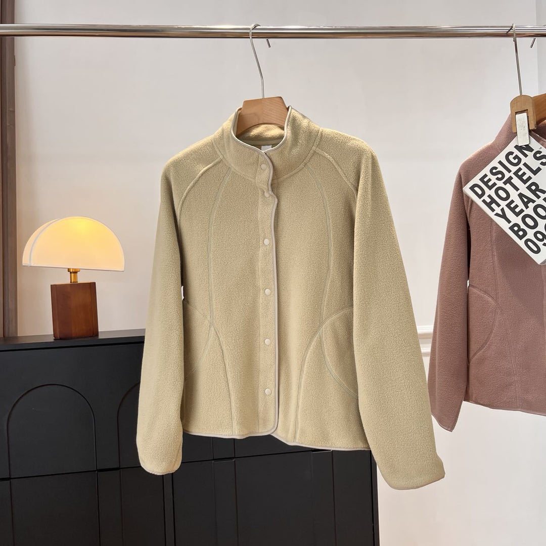 Veste en polaire pour femmes avec col montant et boutons-pression Chic & Stil