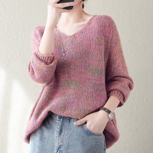 Pull en tricot confortable pour femmes avec col en V et coupe décontractée Chic & Stil