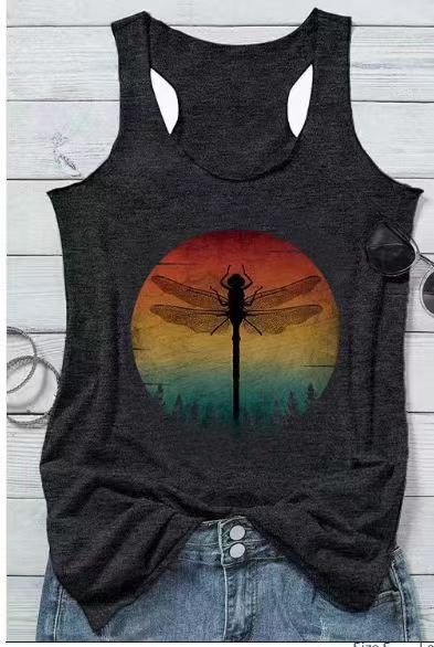 Women's tank top with trendy prints and a sporty cut at the back Lune London
