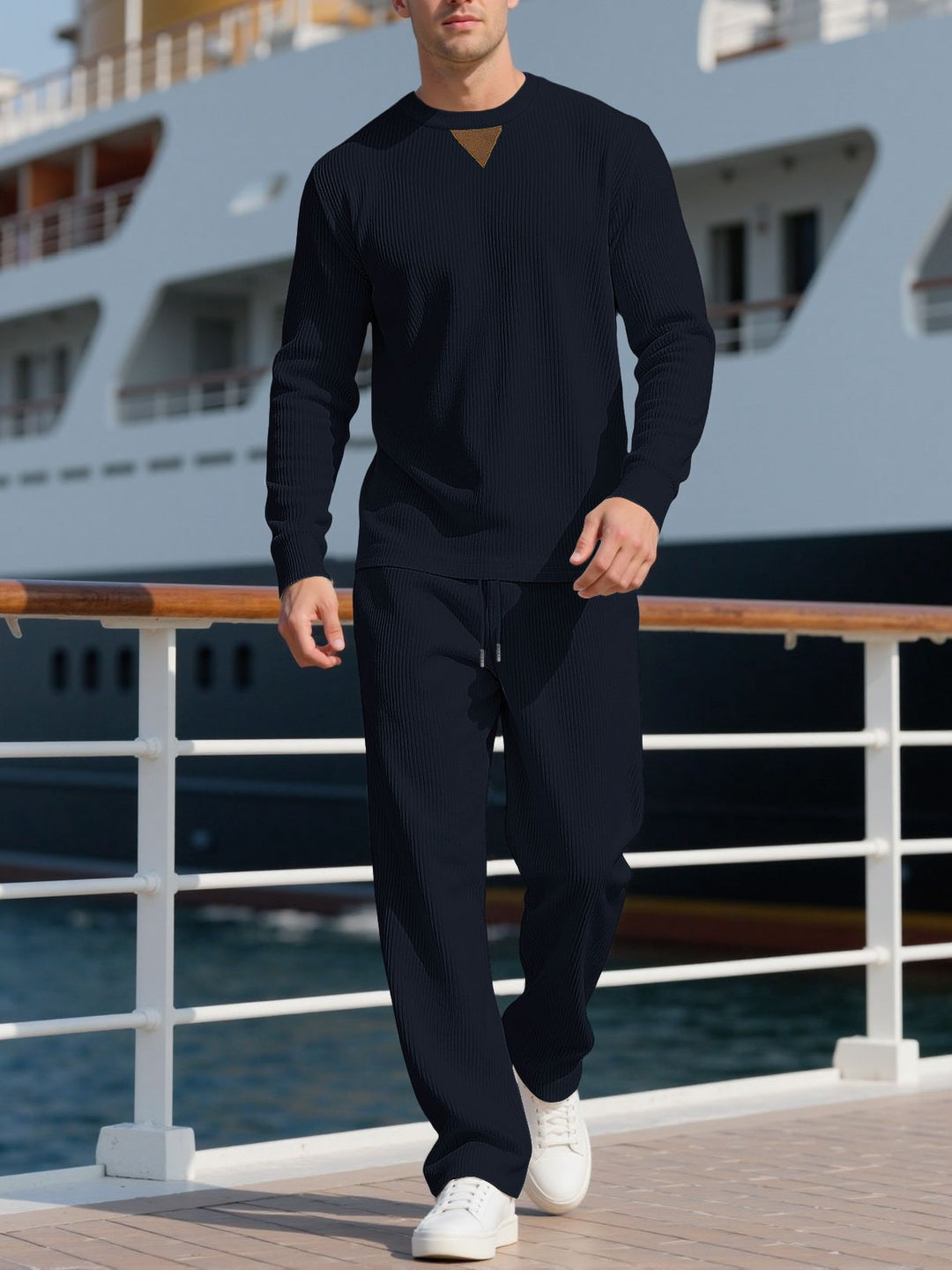 Men's long sleeve casual set with textured fabric and stylish accents Lune London