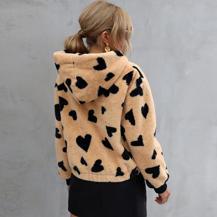 Ladies Cozy Jacket with Chic Colorful Heart Design