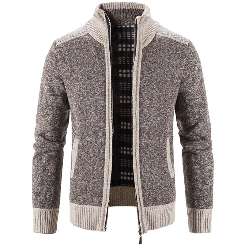 Lune London | Men's Cardigan with Modern Stand-Up Collar and Textured Design