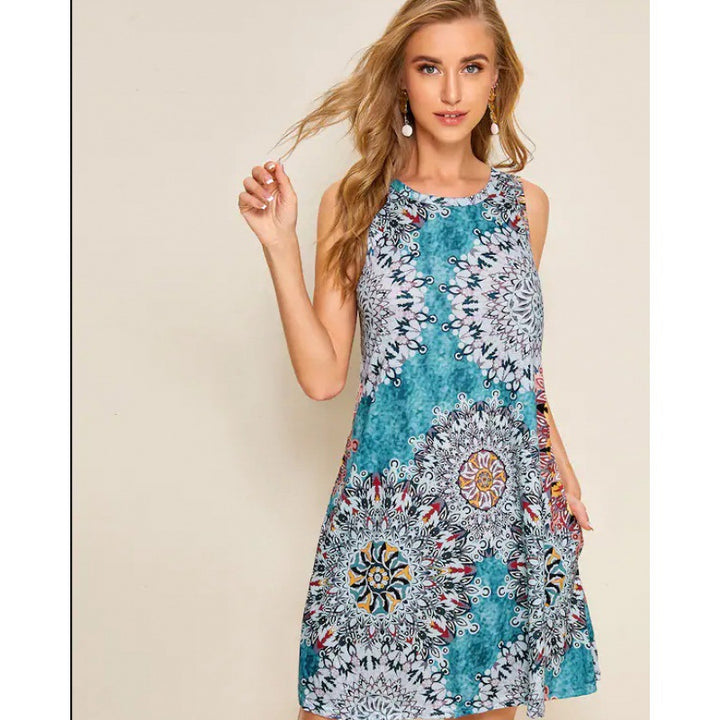 Robe d'été A-ligne pour femme avec motif mandala coloré Chic & Stil
