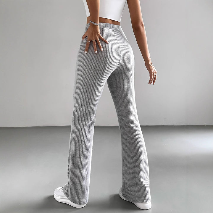 Women Elegant and Comfortable Ribbed High-Waisted Pants Lune London