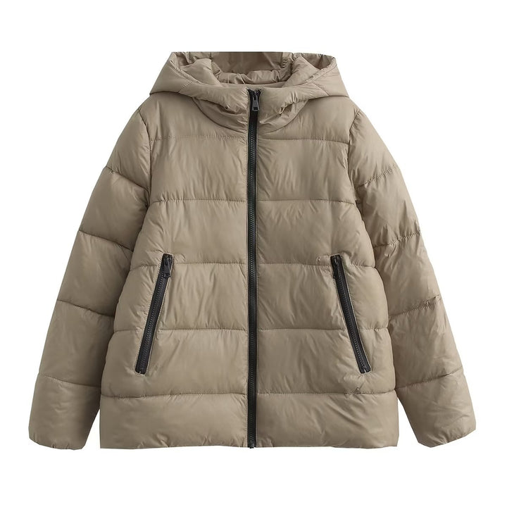 Ladies insulating jacket in synthetic fibers with removable hood Lune London