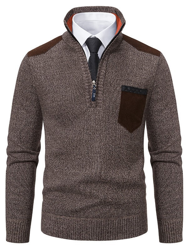 Trendy men's sweater with high collar and practical zip Lune London
