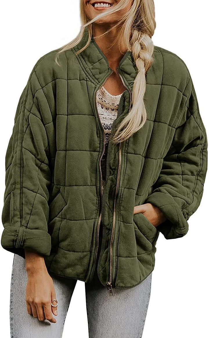 Quilted jacket for women with high collar and practical pocket Lune London