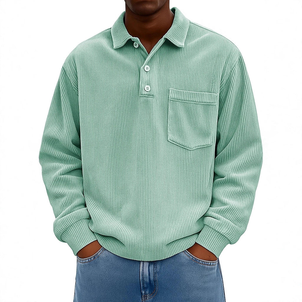 Men's Casual Polo with textured ribbed design and chest pocket Lune London