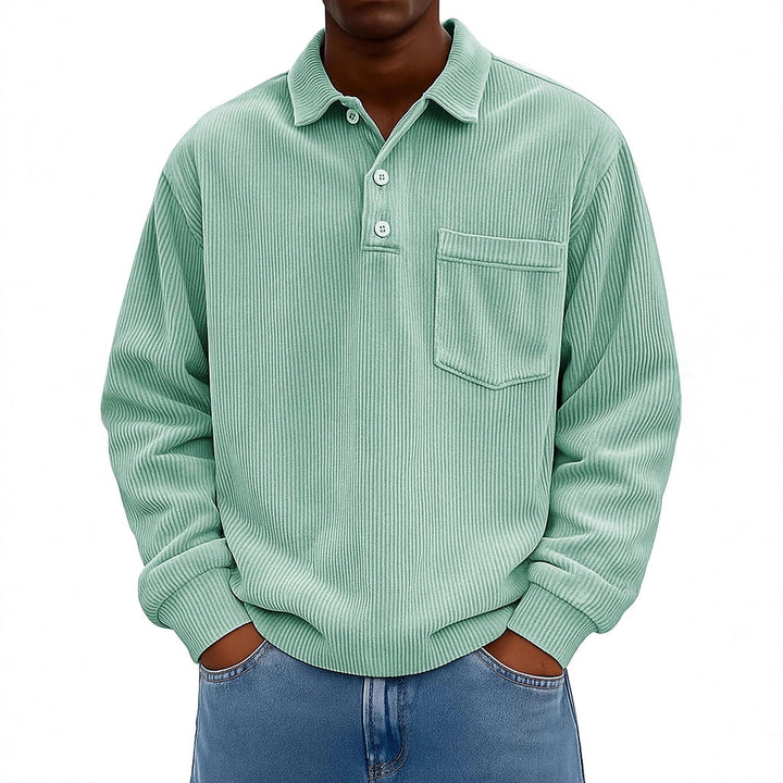Men's Casual Polo with textured ribbed design and chest pocket Lune London