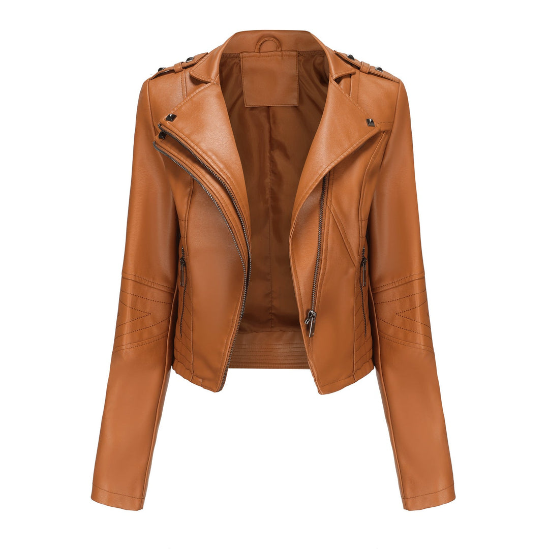 Women Stylish Biker Jacket with Asymmetrical Zipper and Detail Seams Lune London