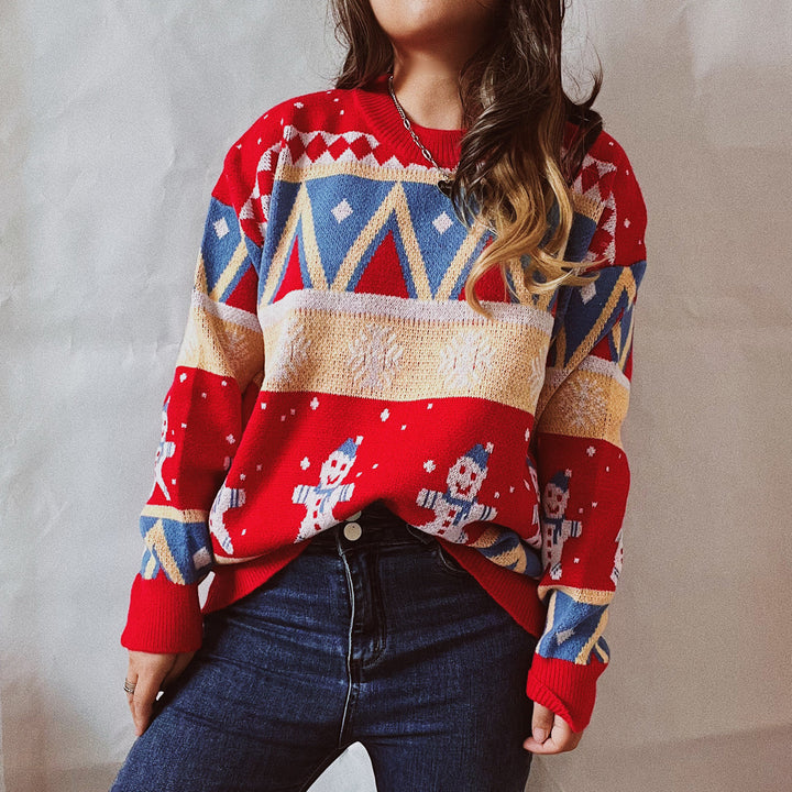 Festive winter sweater for women with a vibrant Christmas design Lune London