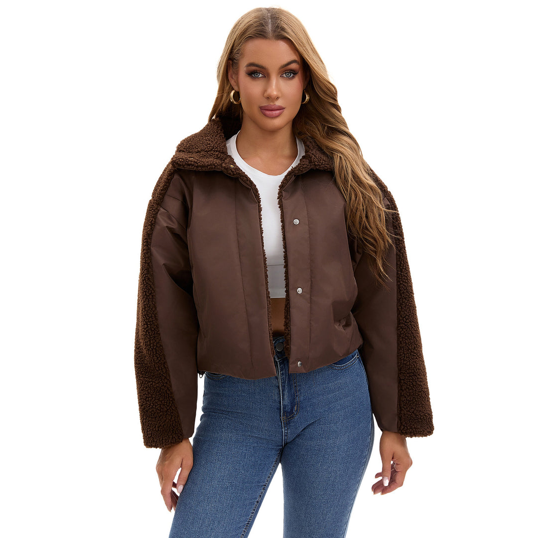 Ladies transitional jacket with fleece details and high collar Lune London