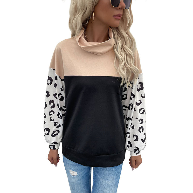 Sweat-shirt féminin à la mode avec imprimé animal et col montant Chic & Stil